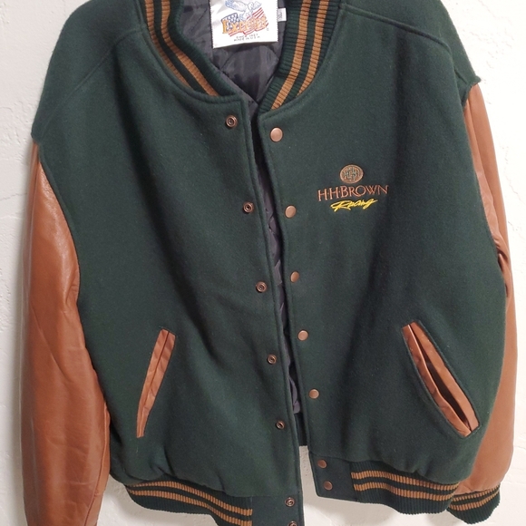 Men's Varsity Jacket - Green and Brown